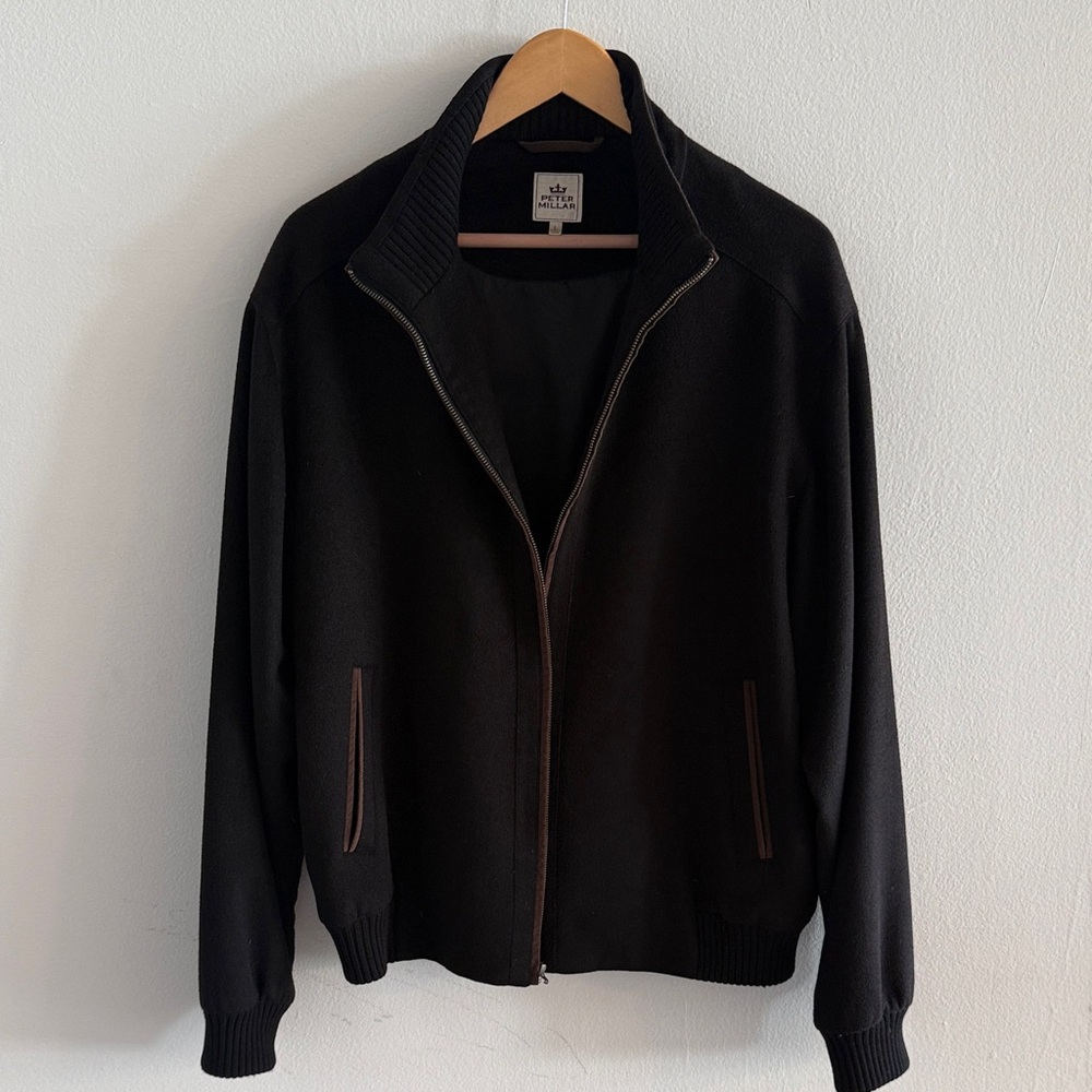 Peter Millar Black Bomber Jacket wool cashmere blend